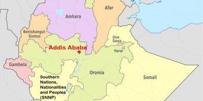 Addis abeba, Etiopía mapa del mundo