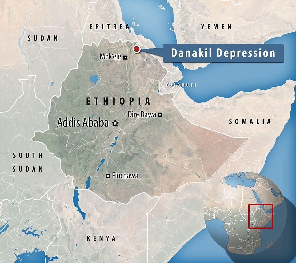 la depresión de danakil en Etiopía mapa