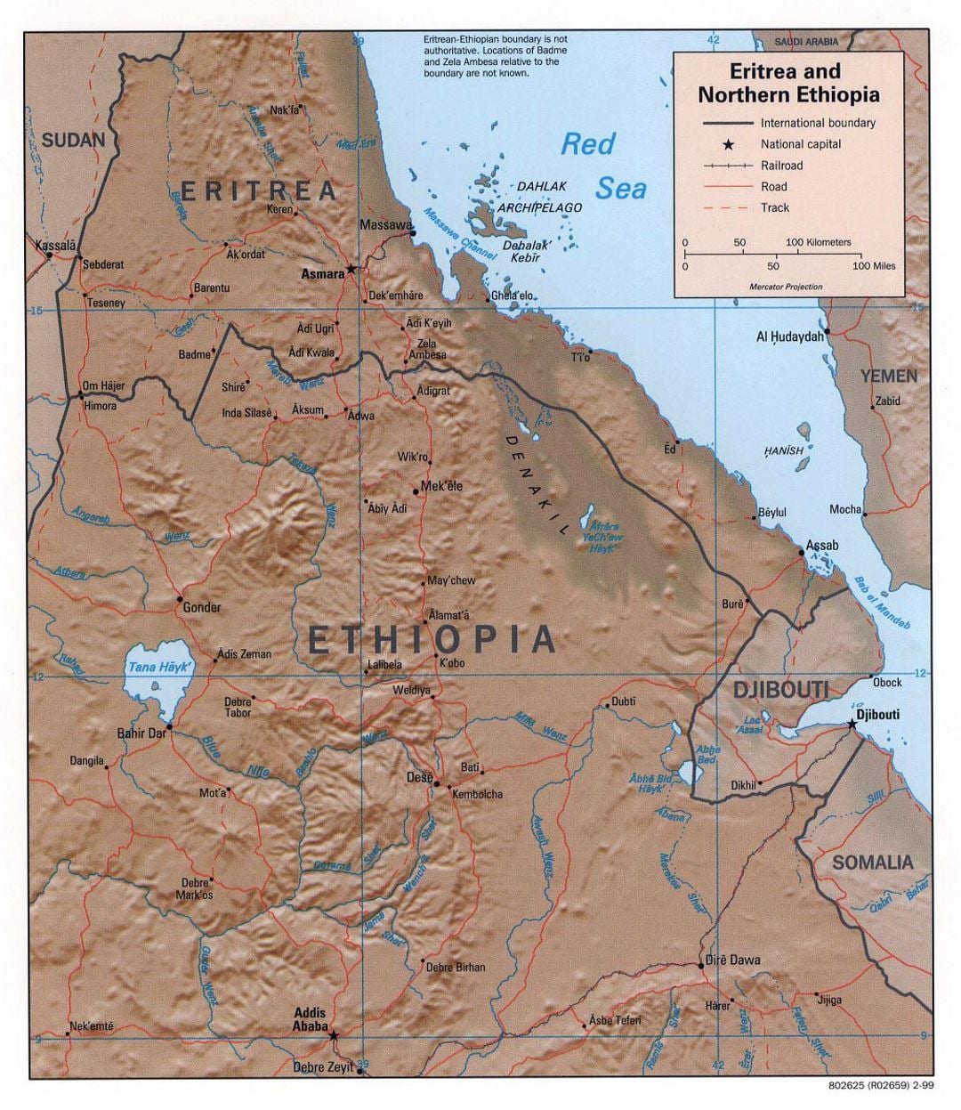 mapa del norte de Etiopía
