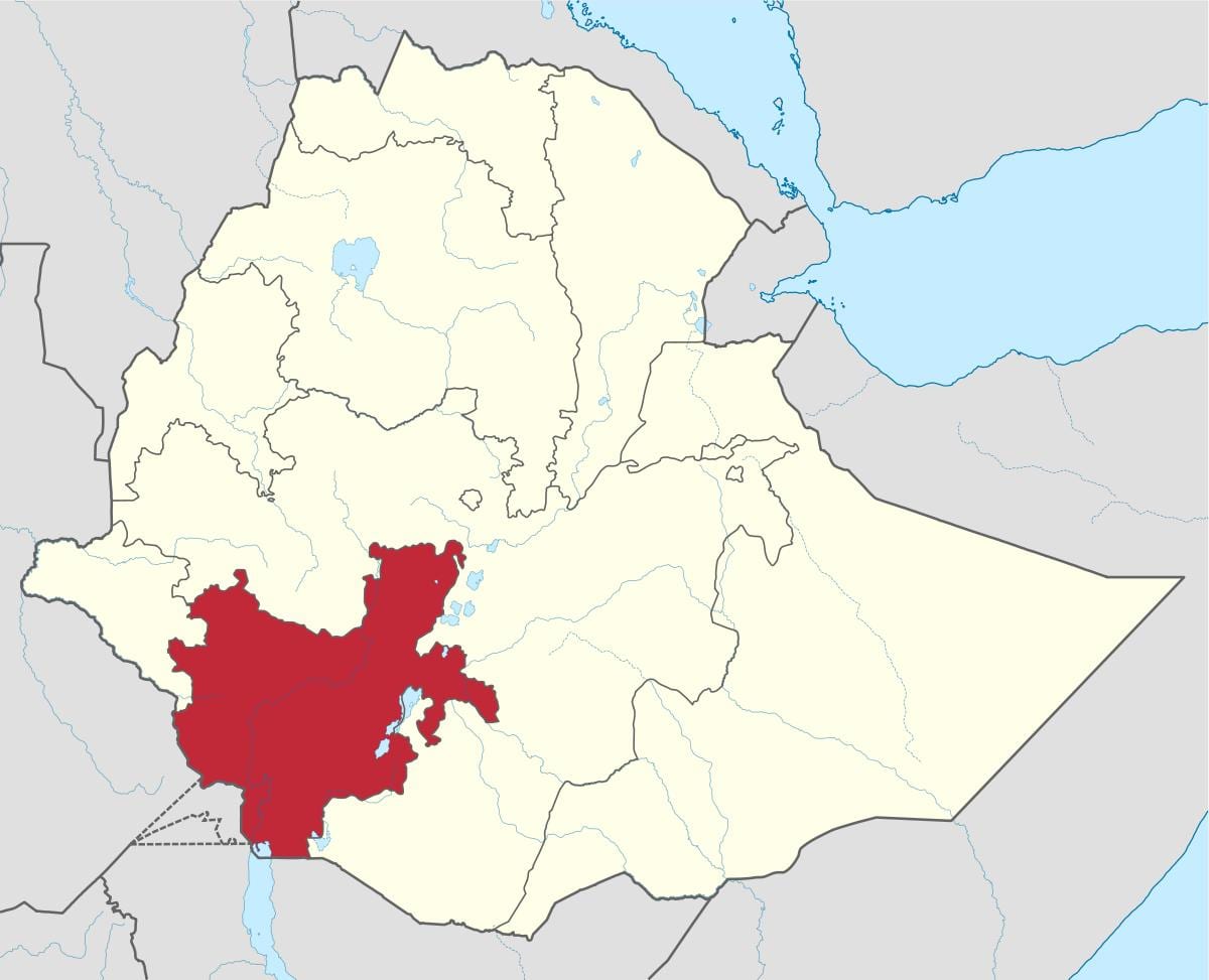 mapa del sur de Etiopía