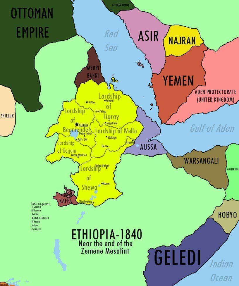 mapa del imperio de Etiopía