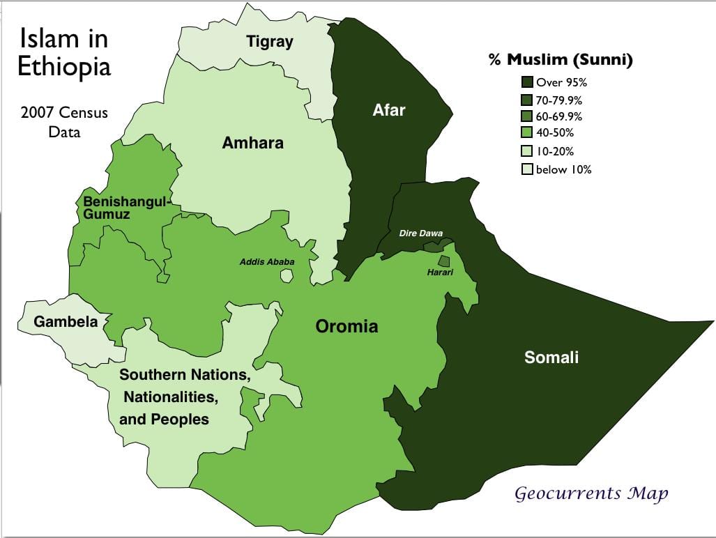 mapa de las tribus de Etiopía