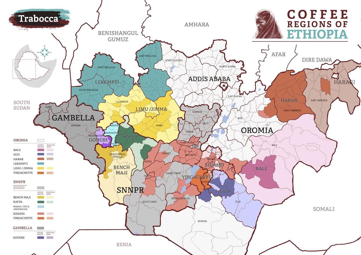 mapa de Etiopía café