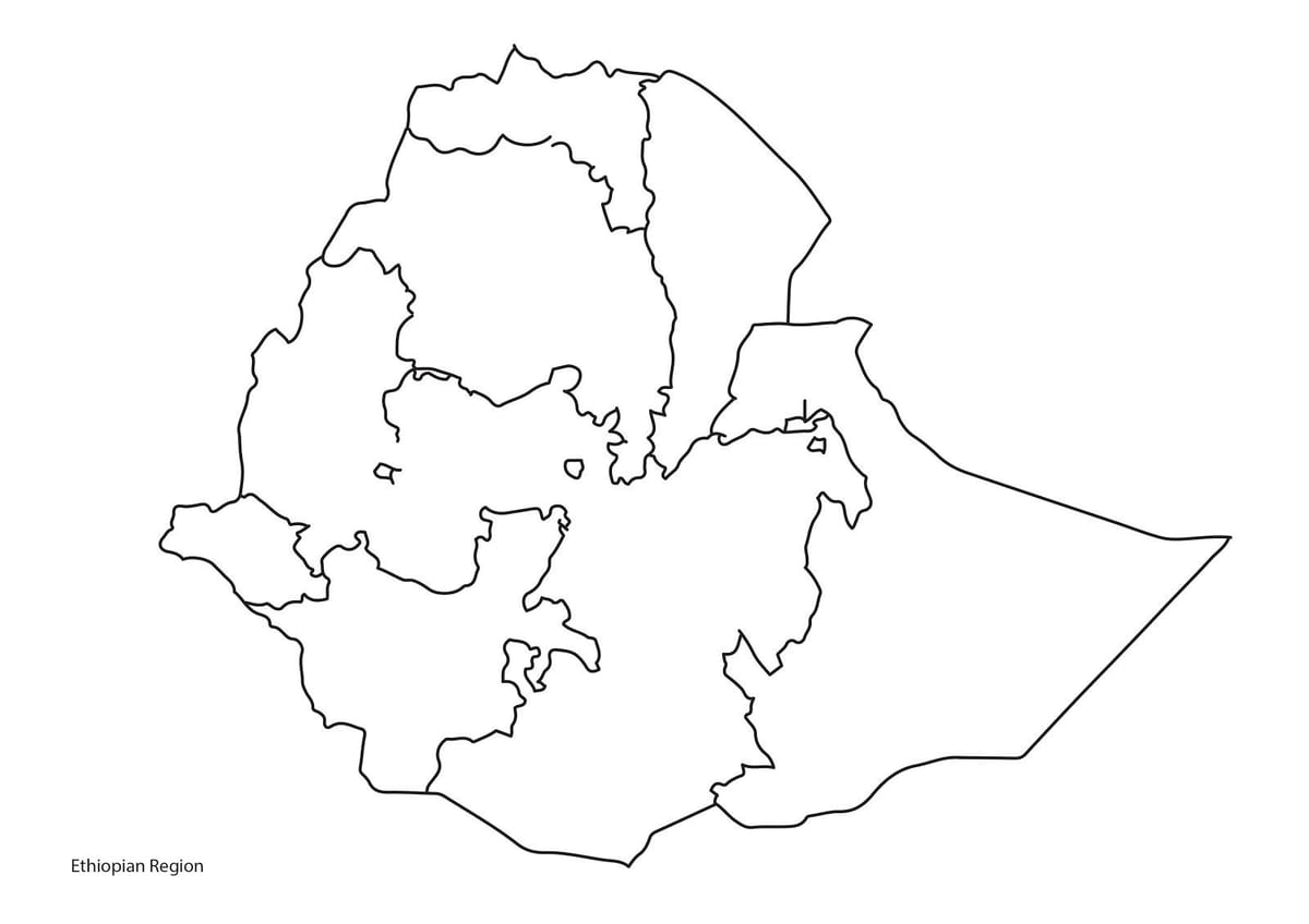 mapa en blanco de Etiopía