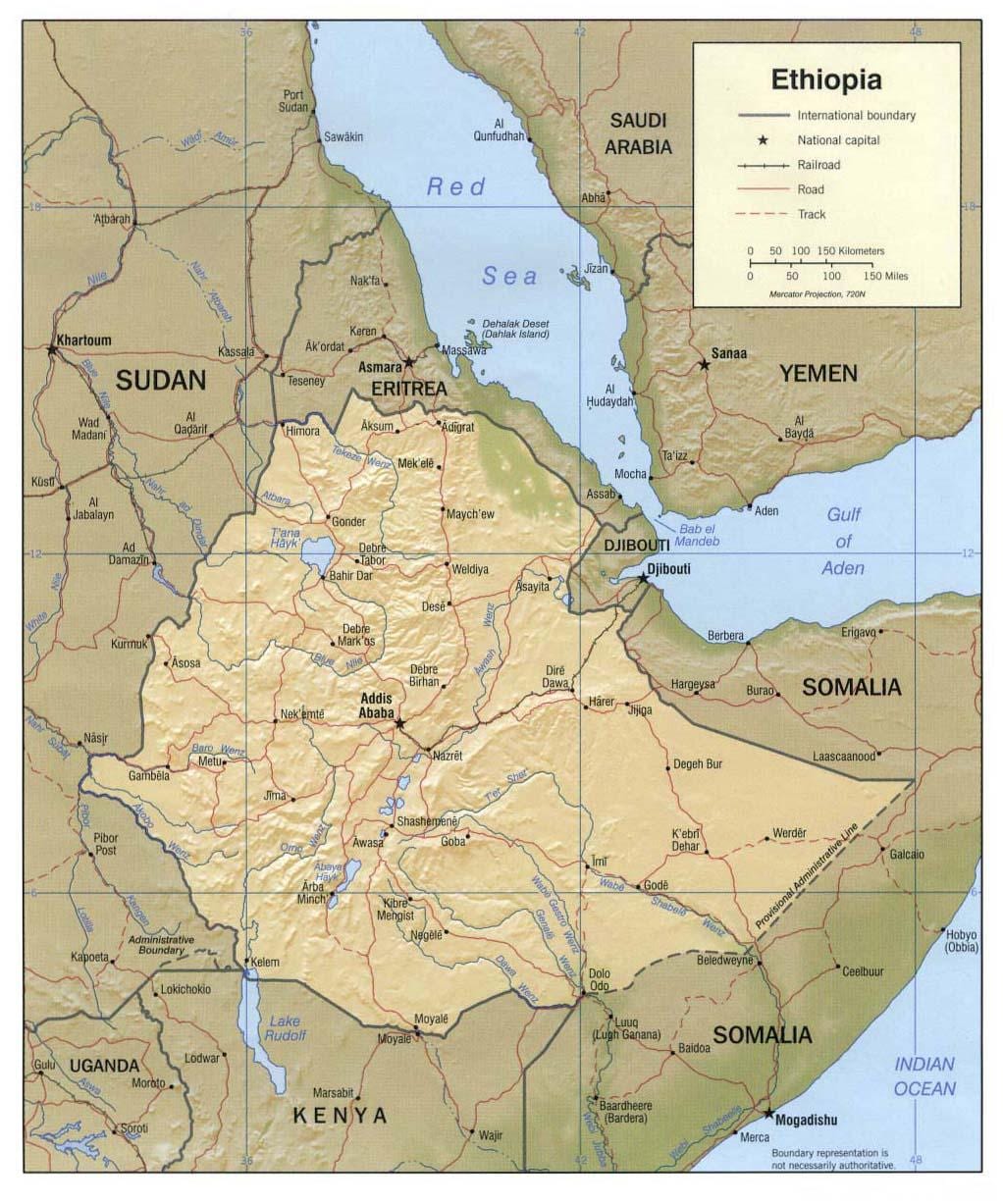 mapa de Etiopía mapa de 1980