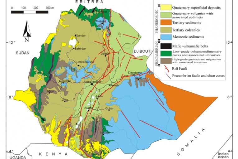 mapa de Etiopía recursos naturales