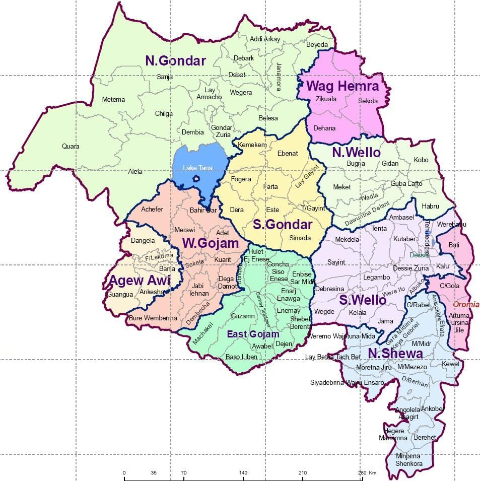 Gondar, etiopía mapa