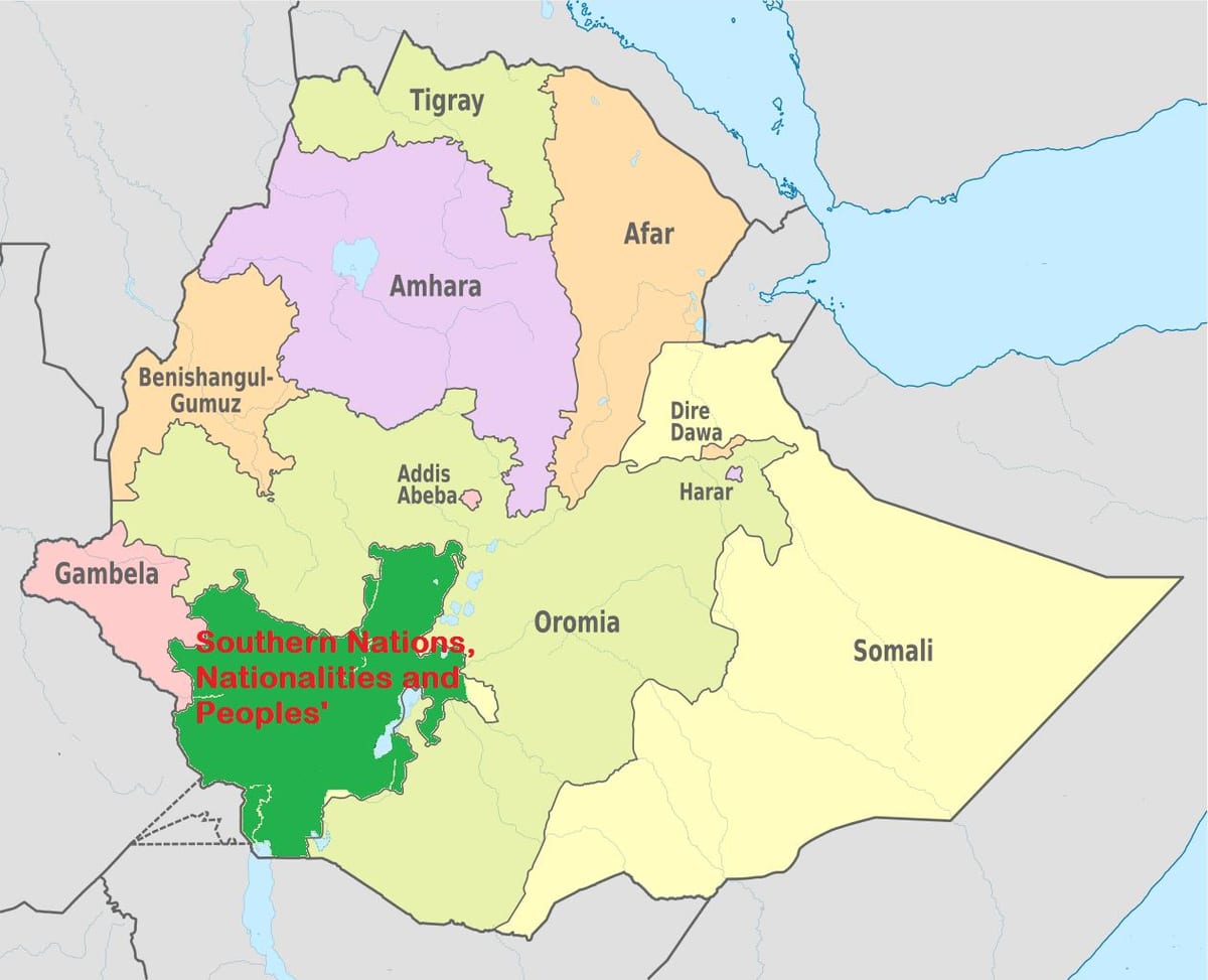 mapa de snnpr Etiopía