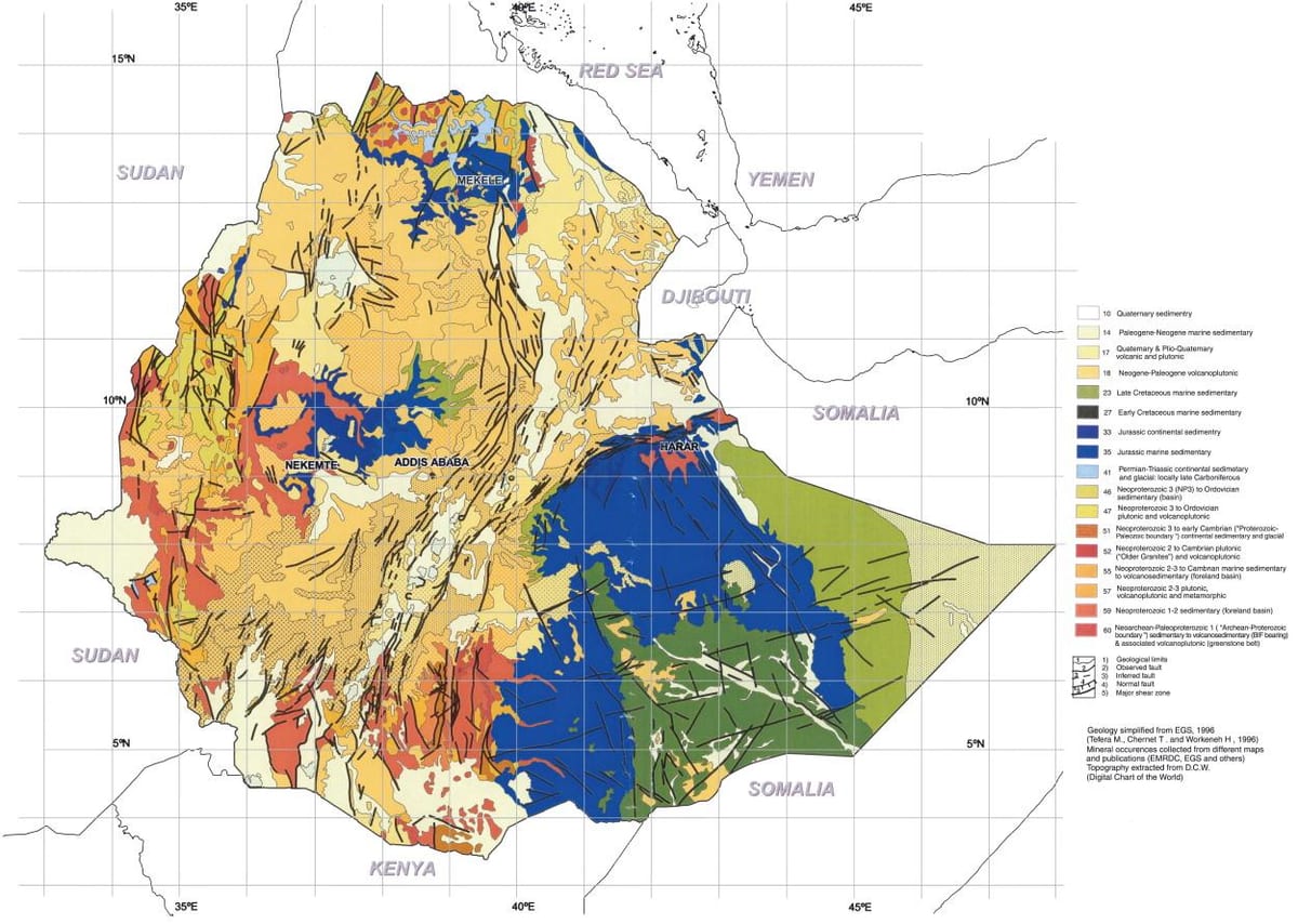 mapa de mapa geológico de Etiopía