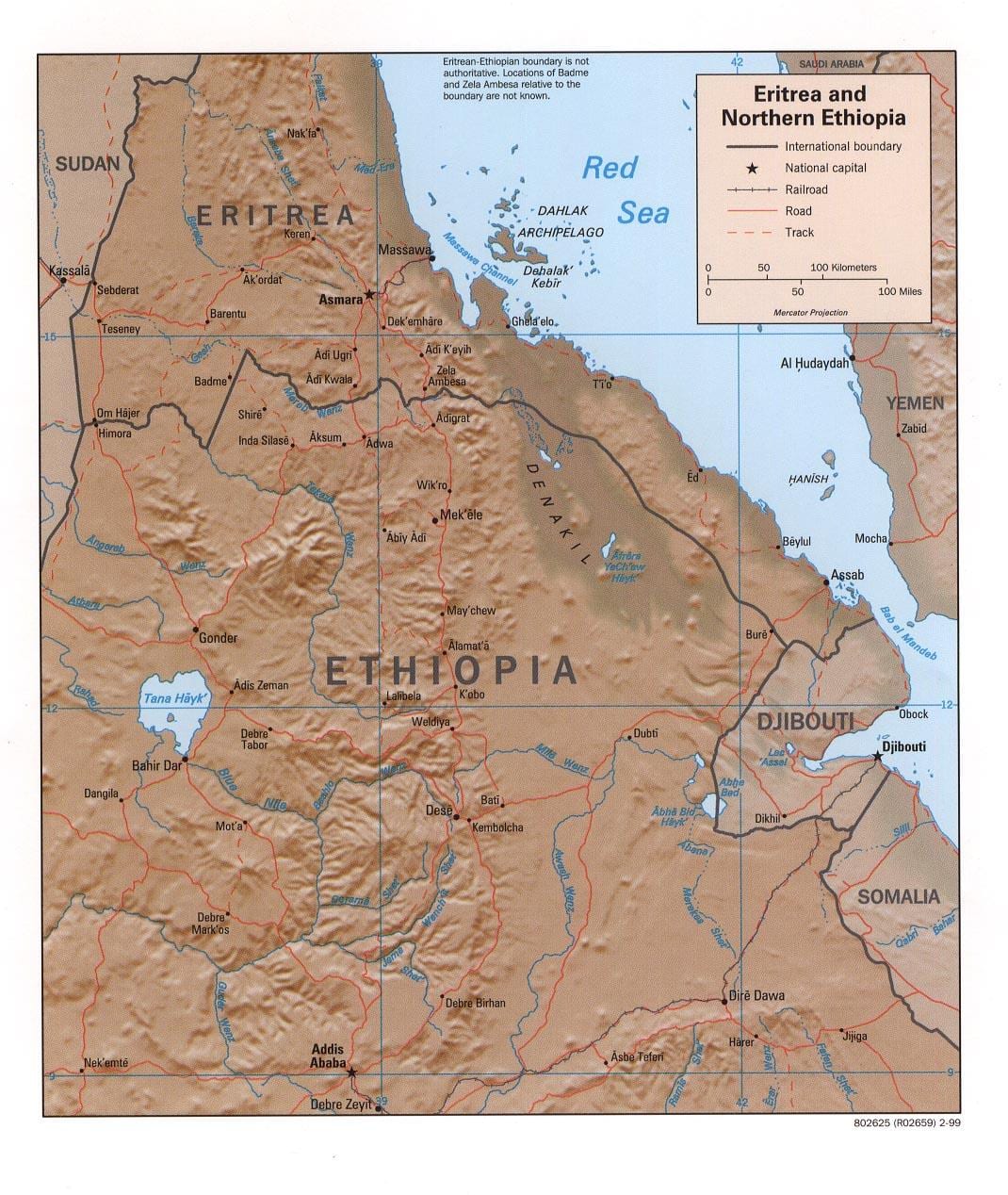 mapa del norte de Etiopía