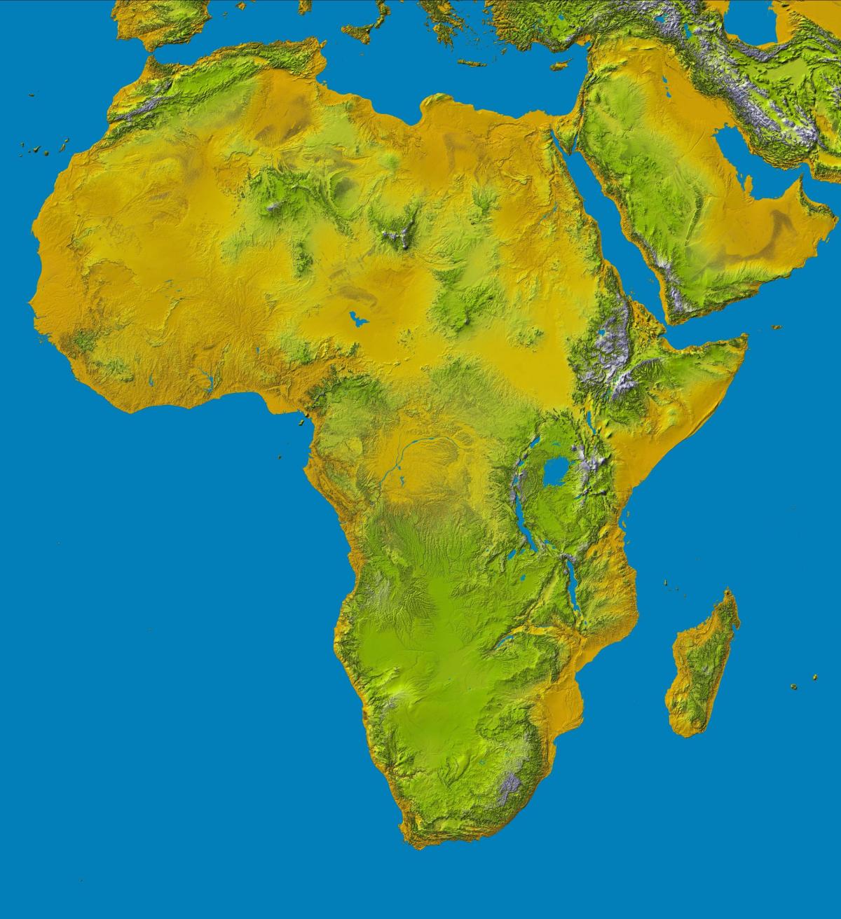 mapa de las tierras altas de Etiopía en el mundo