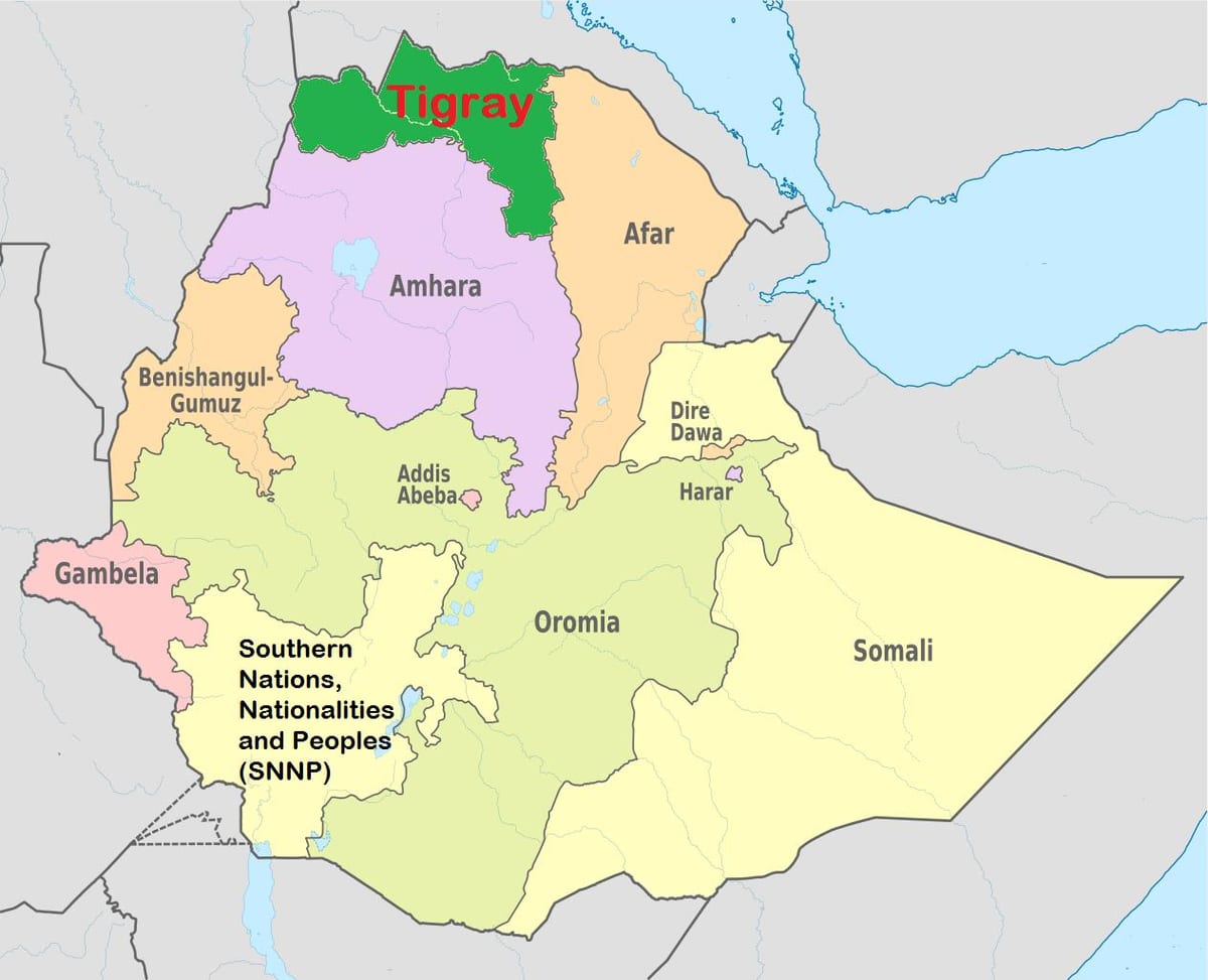 Etíope de tigray mapa