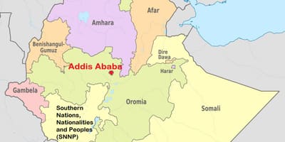 Addis abeba, Etiopía mapa del mundo