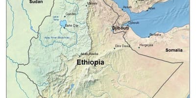 Etíope meseta en el mapa