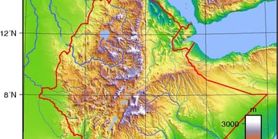 Etiopía mapa de elevación