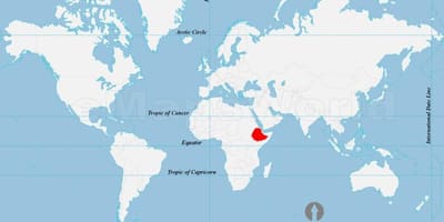 Mapa del mundo Etiopía ubicación