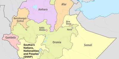 Etíope estados mapa
