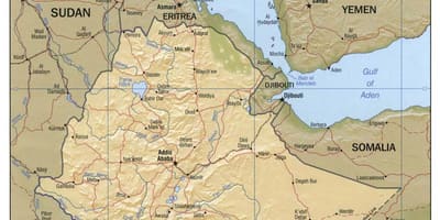 Mapa de Etiopía mapa de 1980