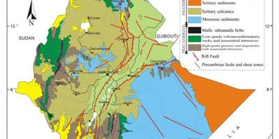 Mapa de Etiopía recursos naturales