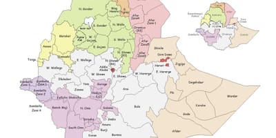 Etíope mapa de la región
