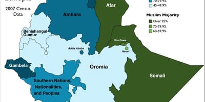 Mapa de Etiopía religión