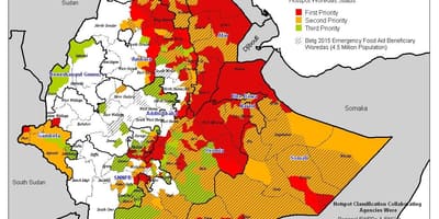 Mapa de Etiopía a la sequía