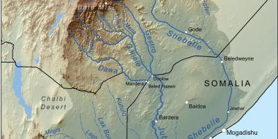 Mapa de los ríos de Etiopía
