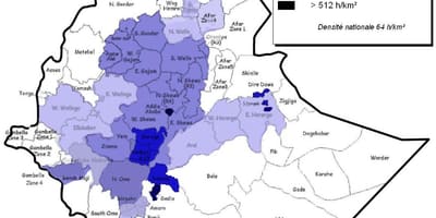 Etiopía densidad de población mapa